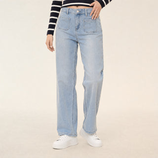 Jeans Wide Leg con Bolsillos para Mujer Forever 21 #color_bleach