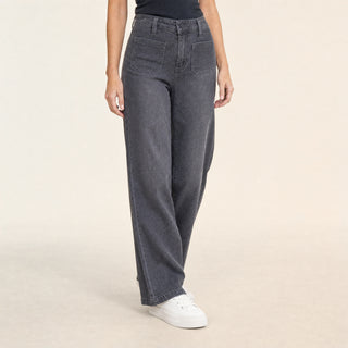 Jeans Wide Leg con Bolsillos para Mujer Forever 21 #color_gris