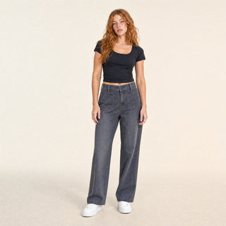 Jeans Wide Leg con Bolsillos para Mujer Forever 21 #color_gris