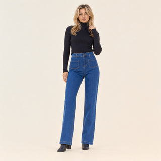 Jeans Wide Leg con Bolsillos para Mujer Forever 21 #color_stone-medio