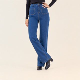 Jeans Wide Leg con Bolsillos para Mujer Forever 21 #color_stone-medio