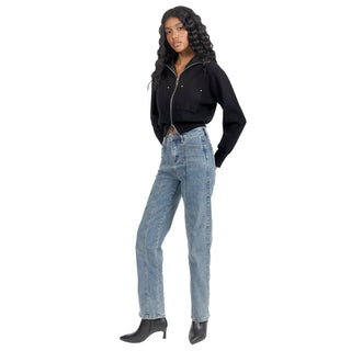 Jeans con Costuras Frontales Marcadas