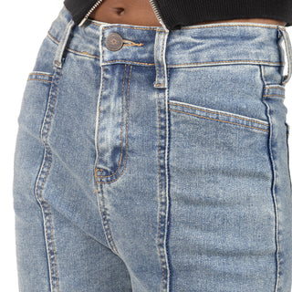 Jeans con Costuras Frontales Marcadas
