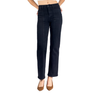 Jeans con Costuras Frontales Marcadas