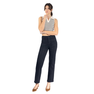 Jeans con Costuras Frontales Marcadas