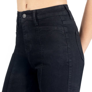 Jeans con Costuras Frontales Marcadas