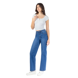Jeans Denim Fit Wide Leg 5 Bolsillos