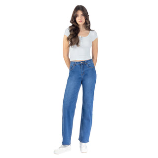 Jeans Denim Fit Wide Leg 5 Bolsillos