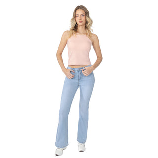 Jeans Flare Denim con 5 Bolsillos