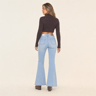 Jeans Flare de Mezclilla con Stretch para Mujer Forever 21 #color_bleach
