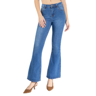 Jeans Flare Denim con 5 Bolsillos