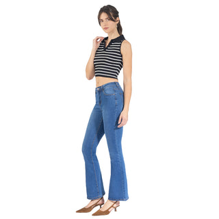 Jeans Flare Denim con 5 Bolsillos