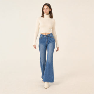 Jeans Flare de Mezclilla con Stretch para Mujer Forever 21 #color_stone
