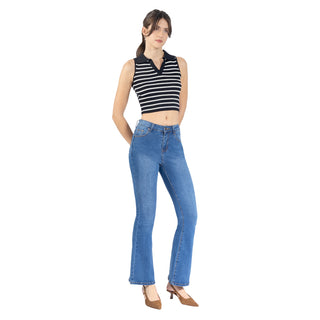 Jeans Flare Denim con 5 Bolsillos