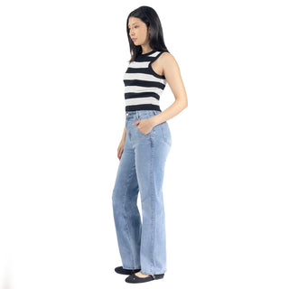 Jeans de Denim Straight Fit  y Deslavado