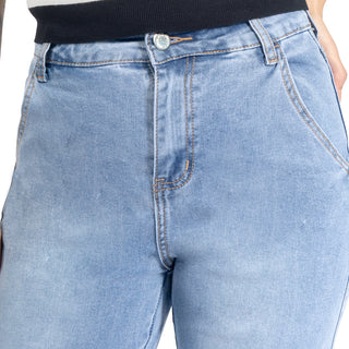 Jeans de Denim Straight Fit  y Deslavado