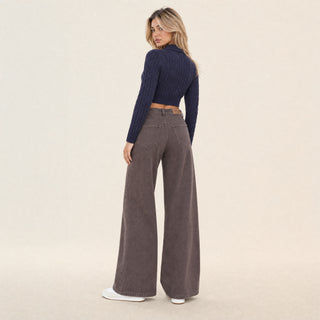 Jeans Wide Leg de Tiro Alto Básico para Mujer Forever 21 #color_café