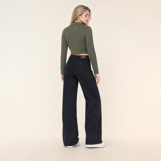 Jeans Wide Leg de Tiro Alto Básico para Mujer Forever 21 #color_negro