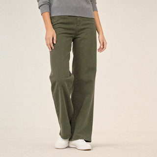Jeans Wide Leg de Tiro Alto Básico para Mujer Forever 21 #color_olivo