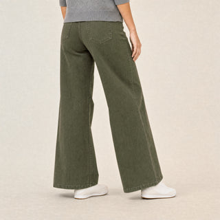 Jeans Wide Leg de Tiro Alto Básico para Mujer Forever 21 #color_olivo