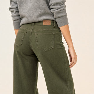 Jeans Wide Leg de Tiro Alto Básico para Mujer Forever 21 #color_olivo