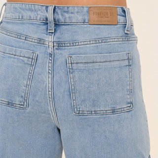 Jeans Cargo Wide Leg de Tiro Alto para Mujer Forever 21 #color_bleach