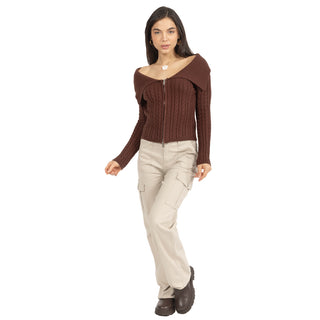 Jeans Cargo Wide Leg con Bolsillos