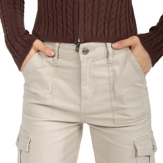 Jeans Cargo Wide Leg con Bolsillos