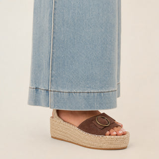 Jeans Wide Leg de Tiro Alto con Costuras en Relieve para Mujer Forever 21 #color_bleach
