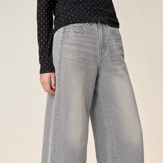 Jeans Wide Leg de Tiro Alto con Cinturón para Mujer Forever 21 #color_gris