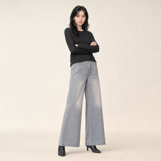Jeans Wide Leg de Tiro Alto con Cinturón para Mujer Forever 21 #color_gris