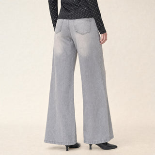 Jeans Wide Leg de Tiro Alto con Cinturón para Mujer Forever 21 #color_gris
