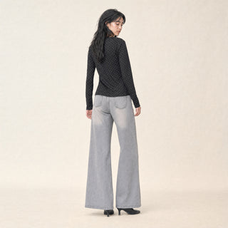 Jeans Wide Leg de Tiro Alto con Cinturón para Mujer Forever 21 #color_gris