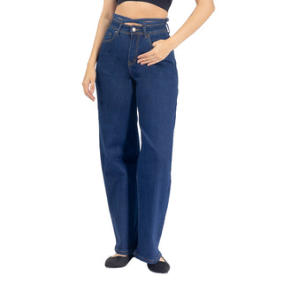 Jeans Wide Leg con Cinturón de Tela