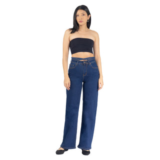 Jeans Wide Leg con Cinturón de Tela