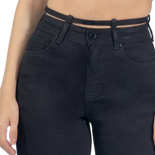Jeans Wide Leg con Cinturón de Tela