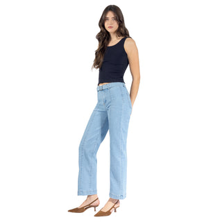 Jeans Straight Fit con Cinturón de Tela