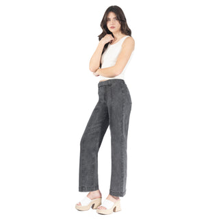 Jeans Straight Fit con Cinturón de Tela