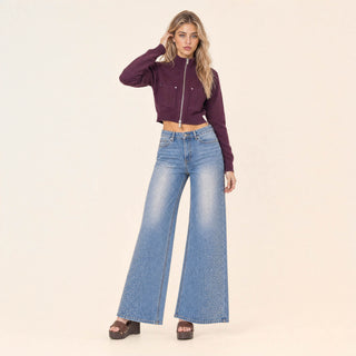 Jeans Wide Leg con Brillos para Mujer Forever 21 #color_bleach