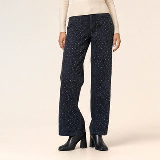 Jeans Wide Leg con Strass para Mujer Forever 21 #color_negro