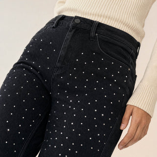 Jeans Wide Leg con Strass para Mujer Forever 21 #color_negro