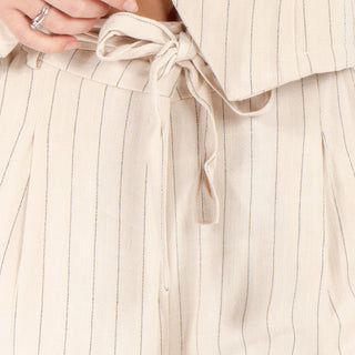 LINEN CROP PANTS WITH STRIPES