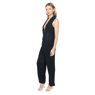 Pantalón Amplio de Lino con Rayas Verticales