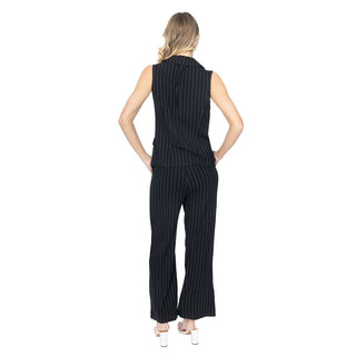 Pantalón Amplio de Lino con Rayas Verticales