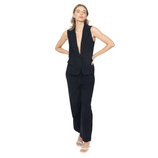 Pantalón Amplio de Lino con Rayas Verticales