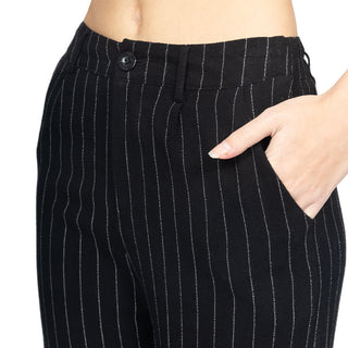 Pantalón Amplio de Lino con Rayas Verticales