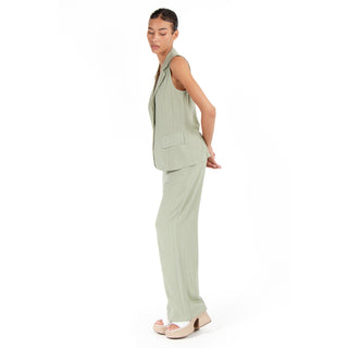 Pantalón Amplio de Lino con Rayas Verticales