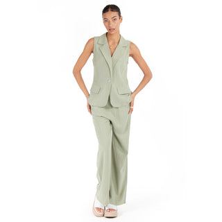 Pantalón Amplio de Lino con Rayas Verticales