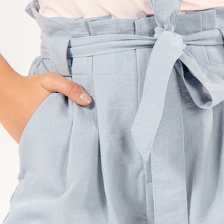 LINEN FLOWY HIGH WAIST PANTS WITH BELT
