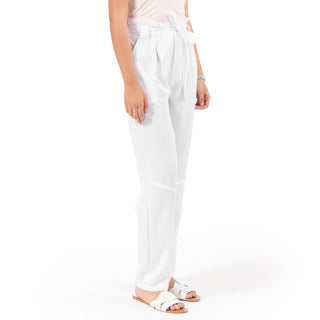 LINEN FLOWY HIGH WAIST PANTS WITH BELT